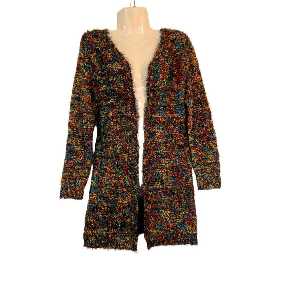 Knit Cardigan, Colorful Sweater Open Cardigan Coat - Size Small